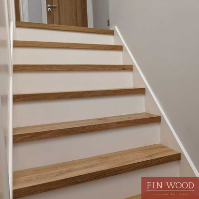 Stair Cladding - Modern look with painted risers by Fin Wood Ltd. London #CraftedForLife #CraftedForLife