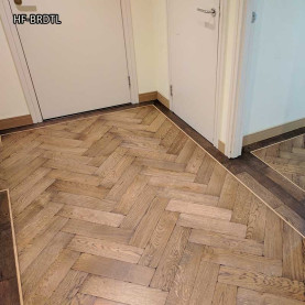 Herringbone flooring with border and tramline by Fin Wood Ltd London #CraftedForLife
