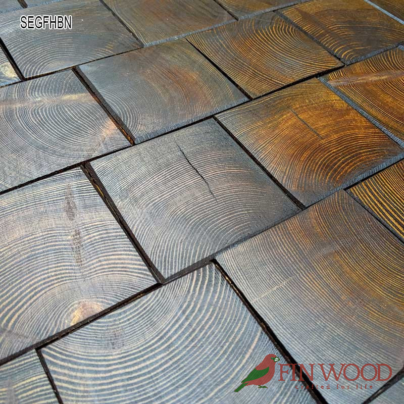 Square end grain flooring fitting hand bevelled natural