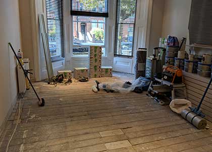 The existing subfloor had to be renovated