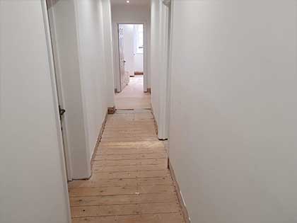 To flatten the hallway we carefully installed plywood to gradually reduce the gradient of the slope #CraftedForLife