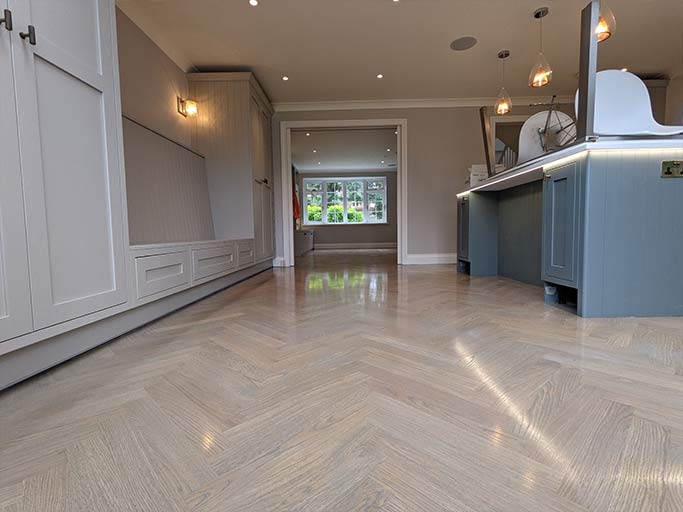 One of our recent projects had a new elegant grey herringbone parquet fitted #CraftedForLife