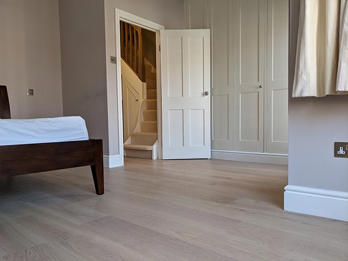 The same wide engineered oak boards in the master bedroom #CraftedForLife