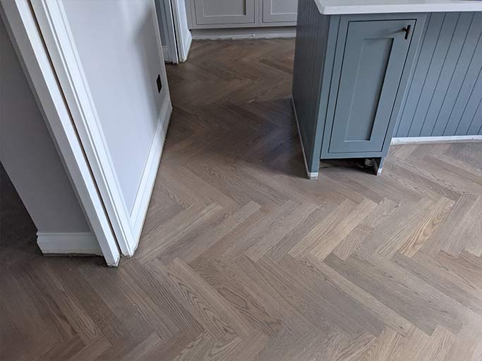 These customers opted for a bespoke herringbone parquet in a custom made shade of grey #CraftedForLife