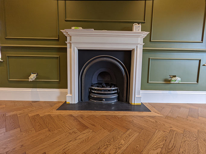  The parquet blocks suit large rooms with traditional features such as period fireplaces #CraftedForLife