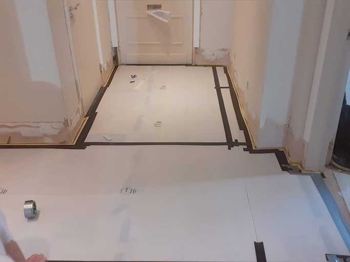 This floor is covered with a protective layer of correx sheet #CraftedForLife
