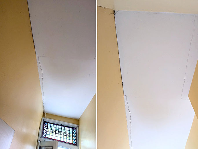 Cracked historic plaster ceiling in an old flat #CraftedForLife