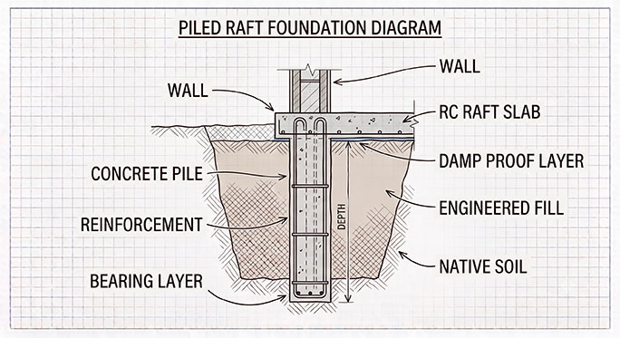 Diagram of modern deep foundation preventing subsidence #CraftedForLife