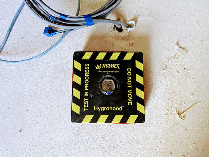 Subfloor moisture testing on a concrete screed #CraftedForLife