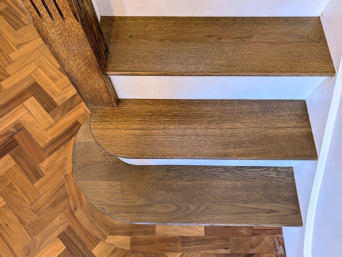 The stairs were finished with a traditional oak bullnose decorative edges #CraftedForLife