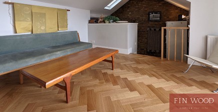 Herringbone parquet uplifts a delightful loft apartment with an expansive view of London from Telegraph Hill, SE14 #CraftedForLife