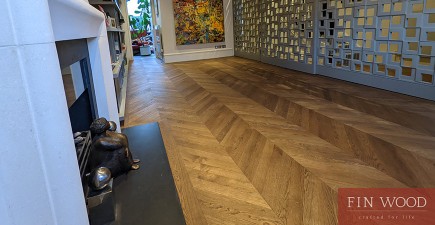 Oak chevron parquet expertly restored and refinished in exclusive Fulham Lion house, SW6 #CraftedForLife